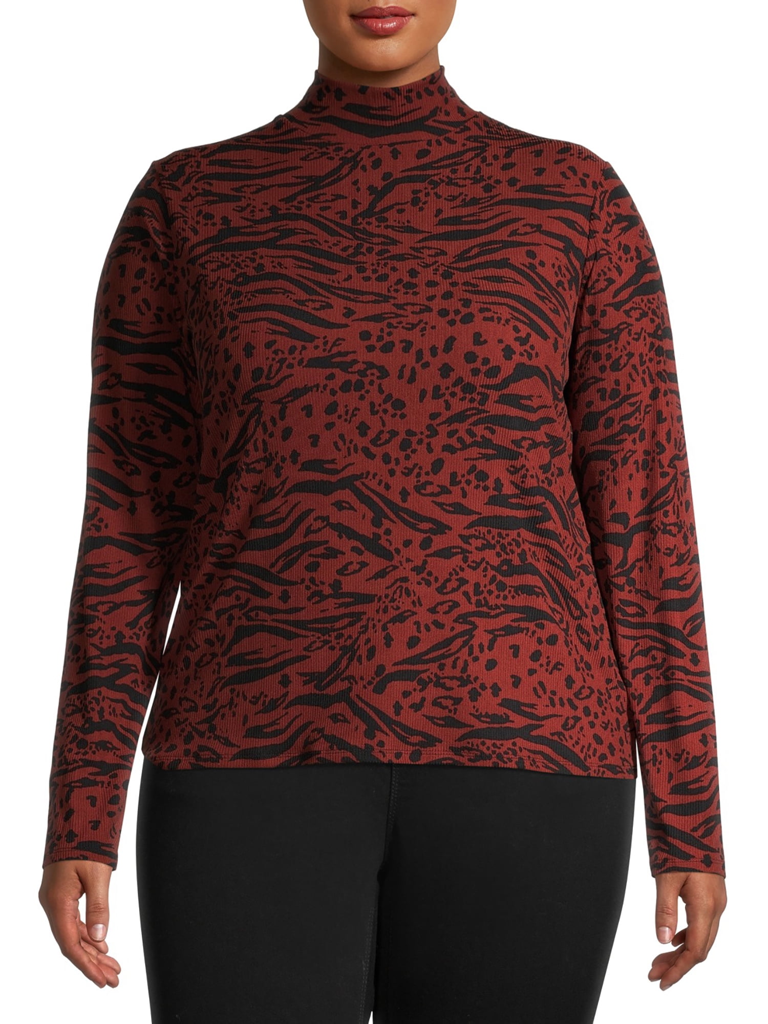 nike women's plus red animal print crew tee