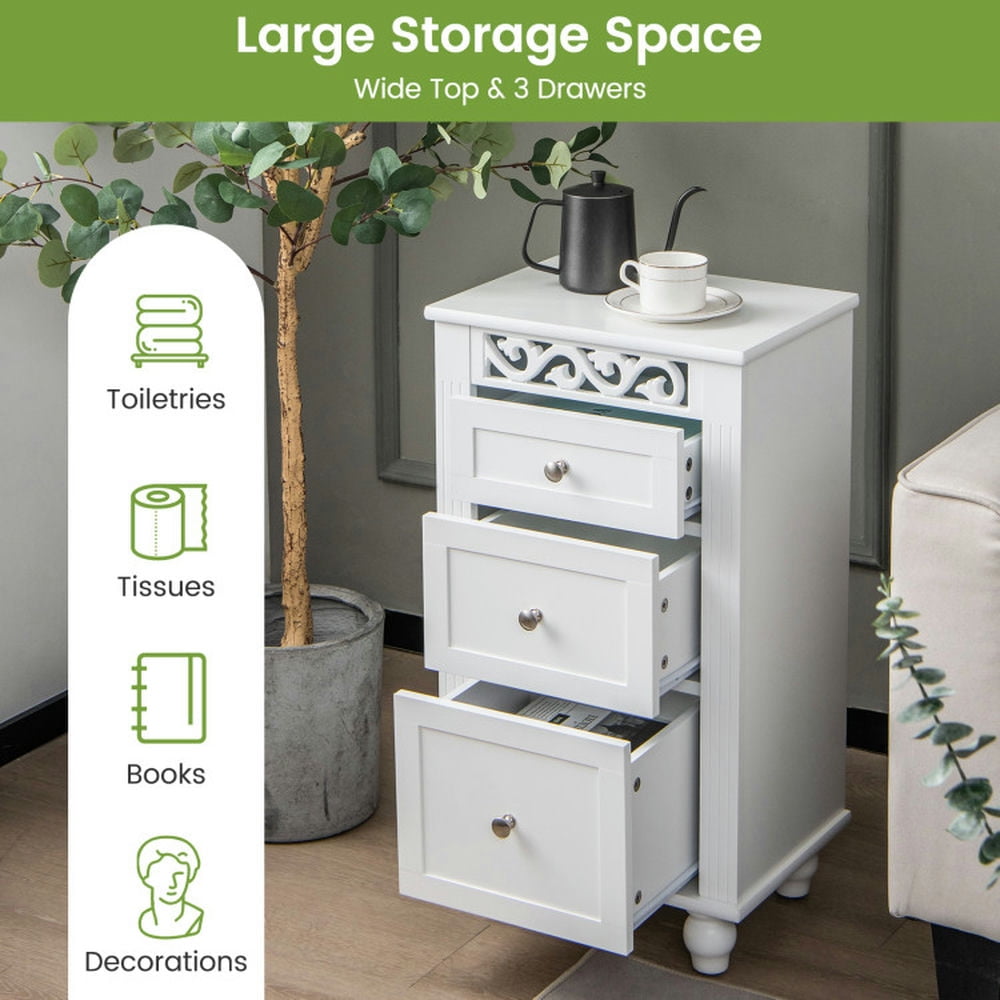 Finihen Bathroom Storage Cabinet, Bathroom Floor Cabinet, 3-Drawer Freestanding Bathroom Storage Cabinet with Anti-toppling Device, for Bathroom, Living Room, Bedroom, Kitchen, White Finihen Bathroom Storage Cabinet, Bathroom Floor Cabinet, 3-Drawer Freestanding Bathroom Storage Cabinet with Anti-toppling Device, for Bathroom, Living Room, Bedroom, Kitchen, White