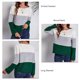 thumbnail image 5 of Suéter verde con bloques de color, cuello redondo, rayas anchas, corte holgado y manga larga para mujer, talla S, 5 of 6