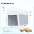 thumbnail image 5 of ADVANCE OUTDOOR 12x20 ft Extra Large Heavy Duty Carport with Sidewalls and Doors, Adjustable Height from 9.5 ft to 11 ft, Car Canopy with 8 Reinforced Poles and 4 Sandbags, White, 5 of 7