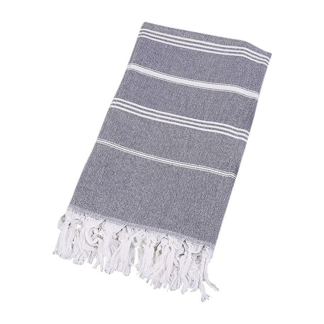 Cotton Absorbent Large Size Bath Towel European And American Knitted Striped Fringed Turkish Sand