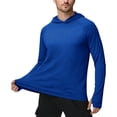 thumbnail image 2 of DDAPJ pyju Men's UPF 50+ Sun Shirts Long Sleeve Rash Guard Thin Summer Hoodie Sun Protection Fishing Shirt with Thumb Hole Blue M, 2 of 6