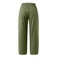 thumbnail image 5 of VISALY Capris for Women with Pockets, Dress Pants Women, Women's Casual Pants Bohemian Style Elastic Waist Cropped Pants Pockets Trousers Womens Daily Casual, 1 Pack (Sage green, L), 5 of 5