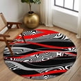 thumbnail image 2 of Round Area Rugs Collection 5 Ft, Red Black Stripes Non-Slip Residential Carpet, Modern Gradient Abstract Lines Art Indoor Crawling Mats Runner Rugs for Living Room/Dining Room/Bedroom, 2 of 8
