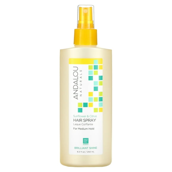 Andalou Naturals Hair Spray Brilliant Shine Sunflower & Citrus Medium Hold 8.2 fl oz Pack of 3