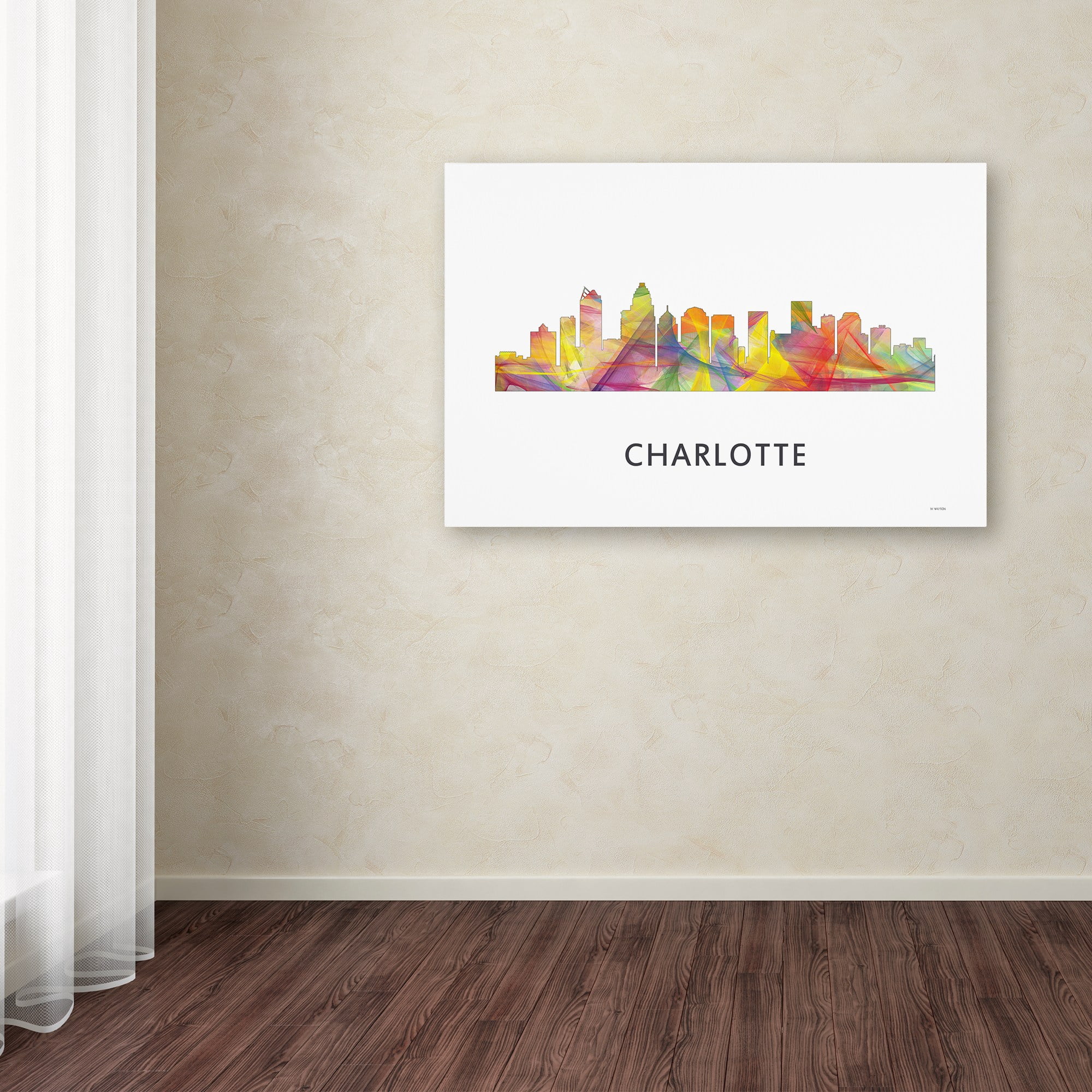 Trademark Fine Art 'Charlotte NC Skyline WB-1' Canvas Art by Marlene Watson