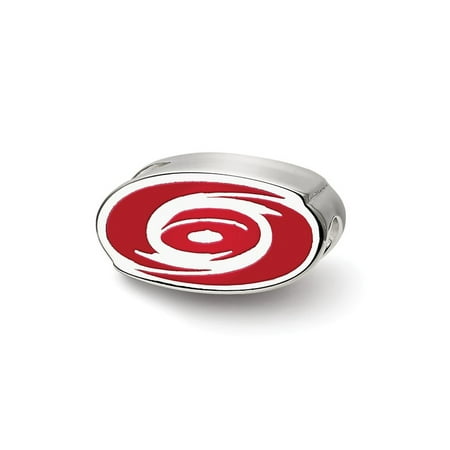 Hurricanes Logo Pin - Carolina Hurricanes Oval Red Enameled Logo Bead in Sterling Silver