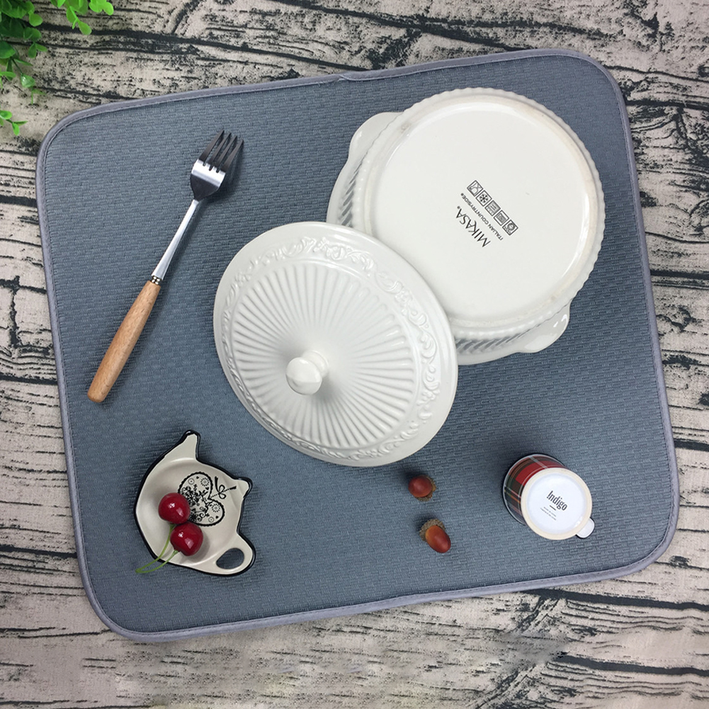 Ultra Absorbent Reversible Microfiber Dish Drying Mat and Protector for