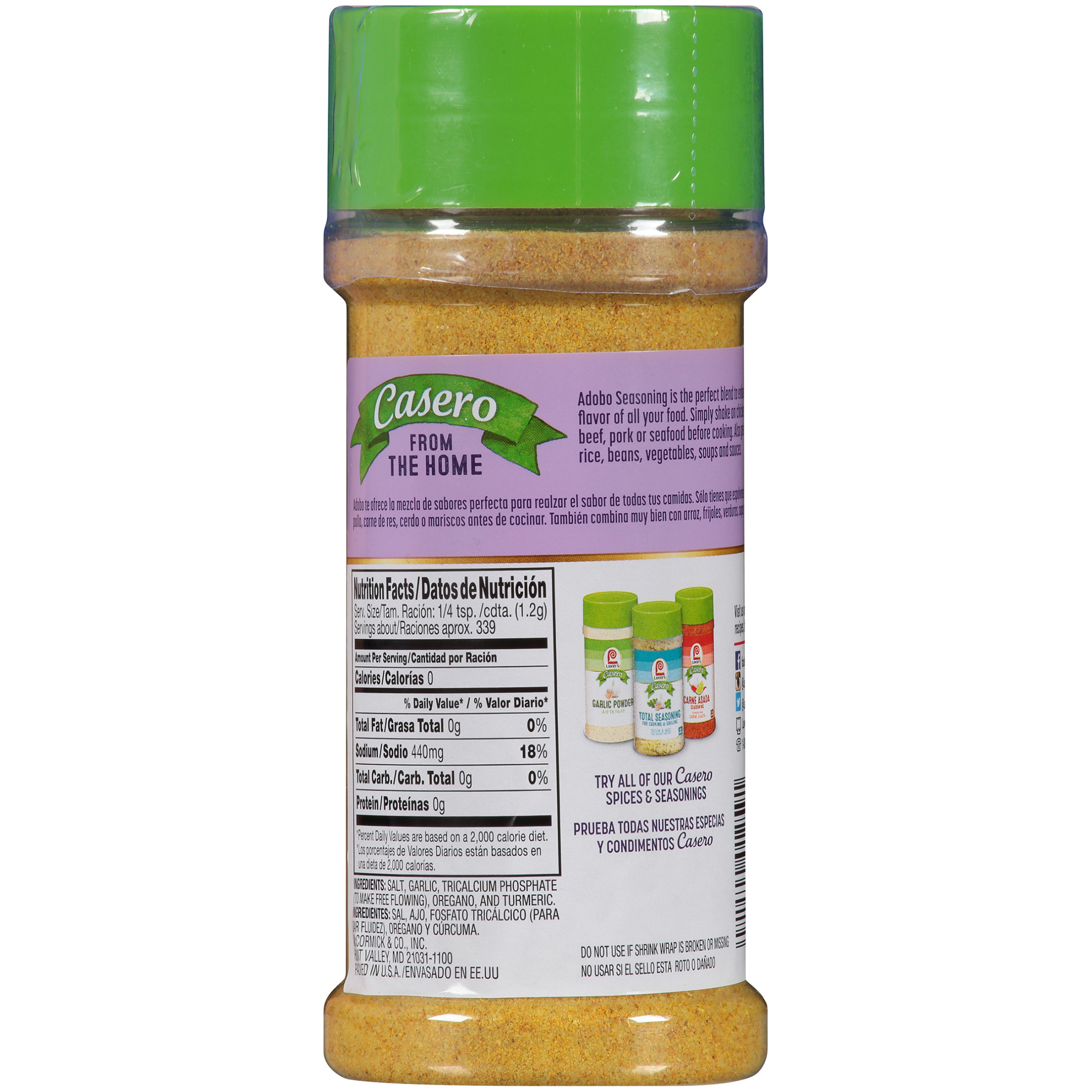 Lawry's Casero Kosher Adobo Seasoning Without Pepper, 14.37 oz Bottle