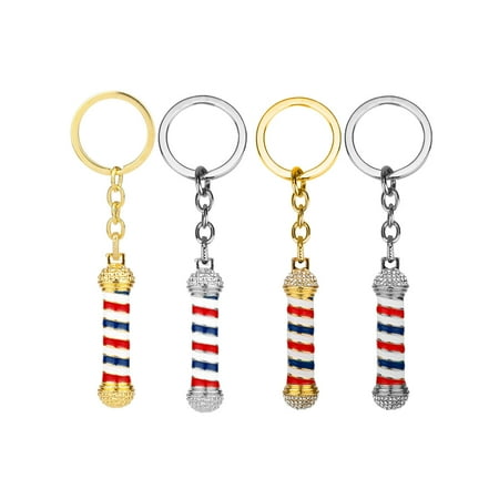 

4pcs Fashion Hot Keychain Barber Wash Scissor Blow Turn Light Tool Pendant Keyring Barber Shop Sign Key Chain Trinket(no Drill G