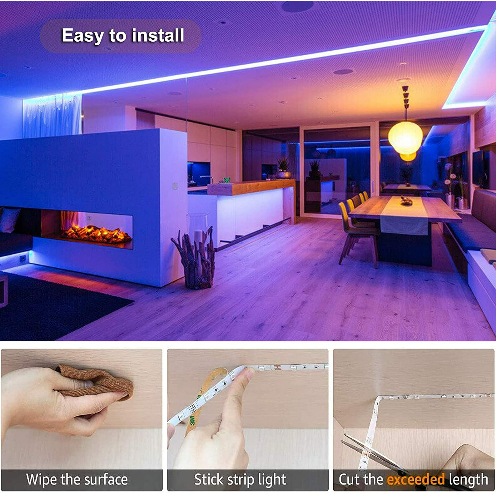 AIMTYD Bande lumineuse LED avec télécommande, 5 m RVB 5050 LED à changement  de couleur, alimentation 12 V LED pour chambre, chambre, TV, cuisine et  décoration de la maison.