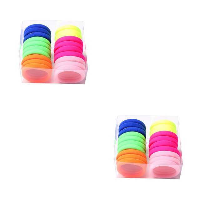 Sonducket 20 piezas/30 piezas mujeres niñas cola de caballo soporte para el cabello elástico Nylon Spandex banda cuerda niños sin costuras lazos para el Fluorescencia L 2piezas Sonducket CBP051508