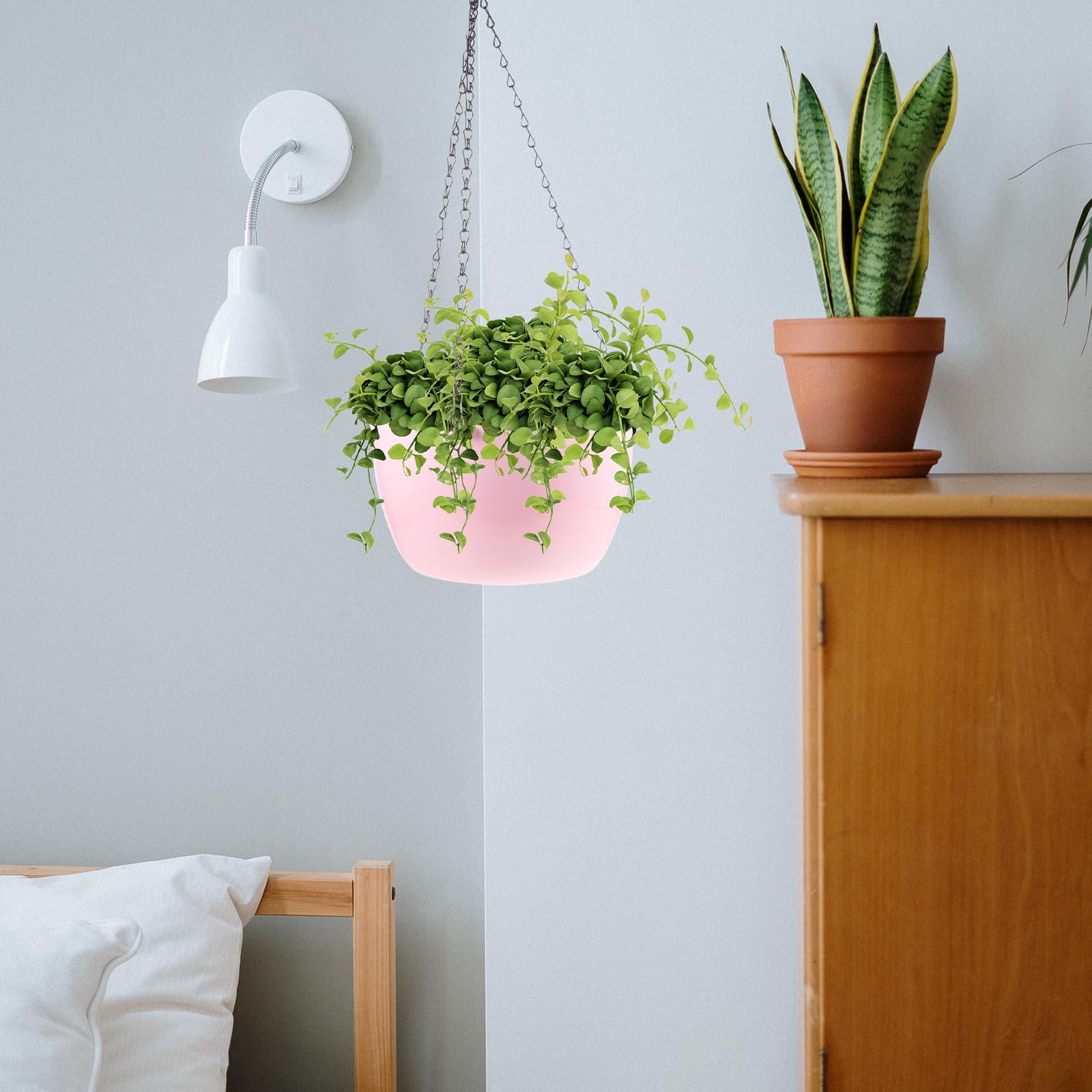 OUNONA  Hanging Plant Pot Flower Pots Planters for Indoor Basket Pink