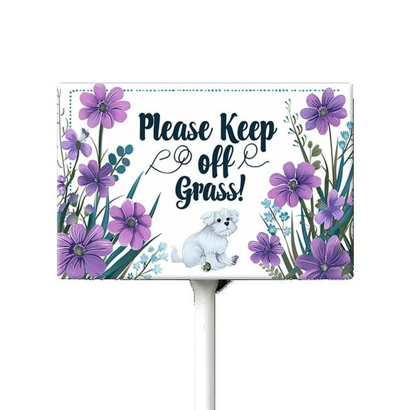 Eveokoki Please Keep Off Grass Sign, 12" x8" Stay Off Grass Aluminum Signs with Metal Stakes,UV Protected,Weatherproof,Fade Resistant,Easy to Mount