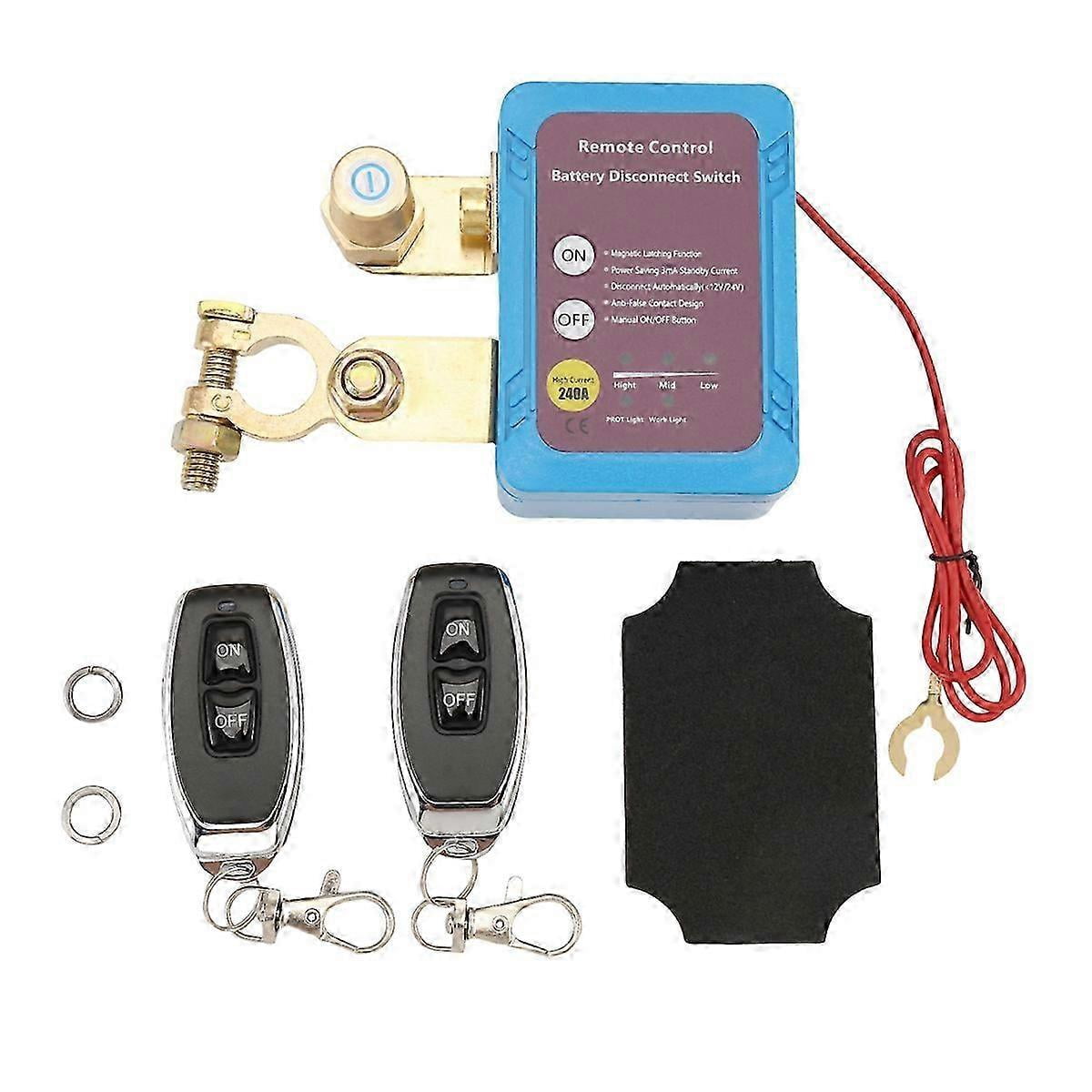12V 240A Remote Battery Disconnect Switch, Automatic Power Cutoff for Car & RV
