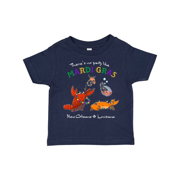 Inktastic There's No Party Like Mardi Gras with Partying Seafood Boys or Girls Toddler T-Shirt