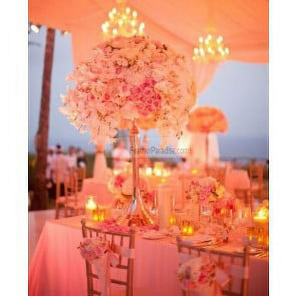 Wedding Flower Floral Stand /Pillar Candle Holder Feather Ball Centerpiece Stand Reversible - Silver 15 inch New!!!