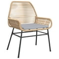 thumbnail image 4 of vidaXL 5 Piece Patio Dining Set with Cushions Brown Poly Rattan Glass, 4 of 10