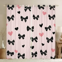 Manfei Pink Kawaii Bow Black Out Curtains, Cute Cartoon Love Heart Curtains Pack of 2 (42x63 Each), Teens Kids Girls Women Bedroom Curtains, Curtains and Drapes Home Decor