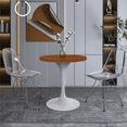 thumbnail image 6 of LeisureMod Verve 27" Round Dining Table, Mid-Century Modern MDF Top Dining Table with White Stainless Steel Pedestal Table Base for Kitchen and Dining Room, Cognac Brown, 6 of 7