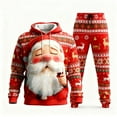 thumbnail image 4 of Christmas Suit for Men 2 Pcs Santa Hoodies Tracksuit Xmas Outfit Set Color: Red Size: XL, 4 of 4
