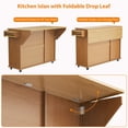 thumbnail image 6 of Garvee 55" Mobile Island Table with Drop Leaf, Kitchen Rolling Island with Spice Rack & Towel Rack, Knife Holder, Kitchen Island Cart with Trash Storage Cabinet for Home Office Brown, 6 of 7