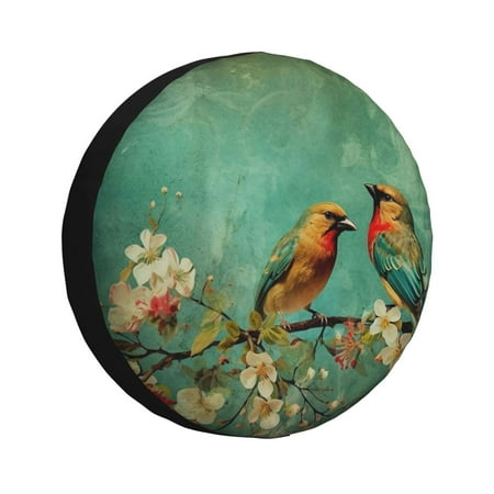 Zeuib Retro Birds Tire Cover Wheel Cover Spare Tire Cover Anti-UV Waterproof spare tire cover for Trailers RV Truck and Camper-17 inch