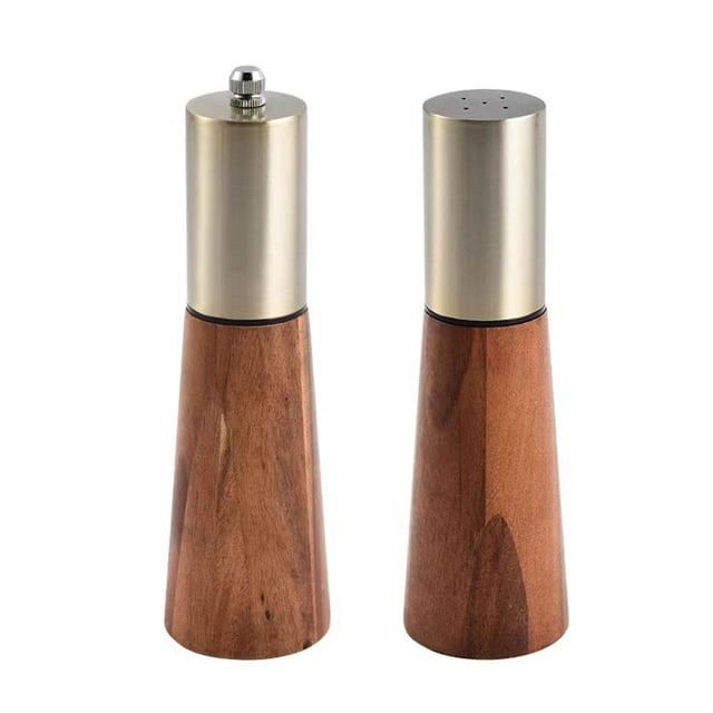 Molinillo de sal y pimienta de madera maciza, molinillo de pimienta ajustado profesional recién molido for cocina