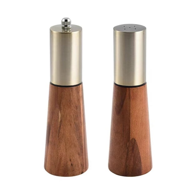 Molinillo de sal y pimienta de madera maciza, molinillo de pimienta ajustado profesional recién molido for cocina
