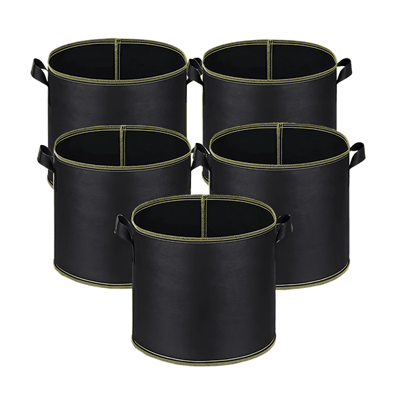 5 Pcs Grow Bags Heavy Duty Thickened Nonwoven Fabric Pots Plant Grow Bags, 3 Gallon, 10.2"×9.5"