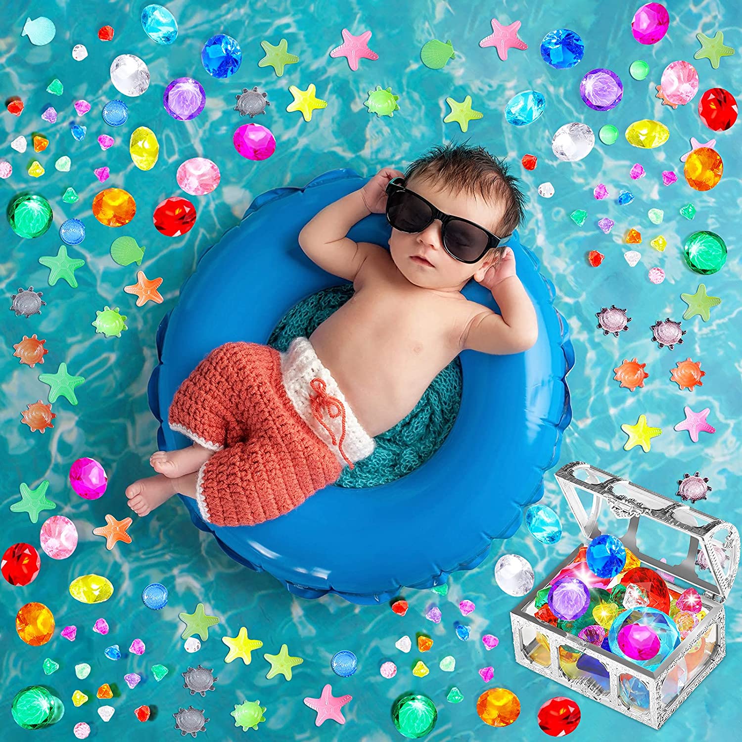 48 Pierres Précieuses Acryliques Pour Jeu De Plongée - Trésor De Pirate Pour Enfants - Piscine Et Plage