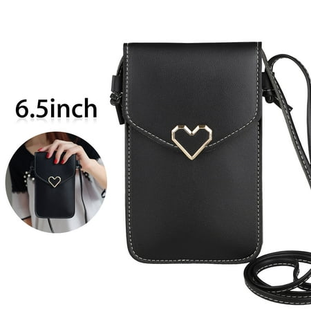 Cross-body Heart Phone Shoulder Bag Pouch Case Belt Handbag Purse Wallet