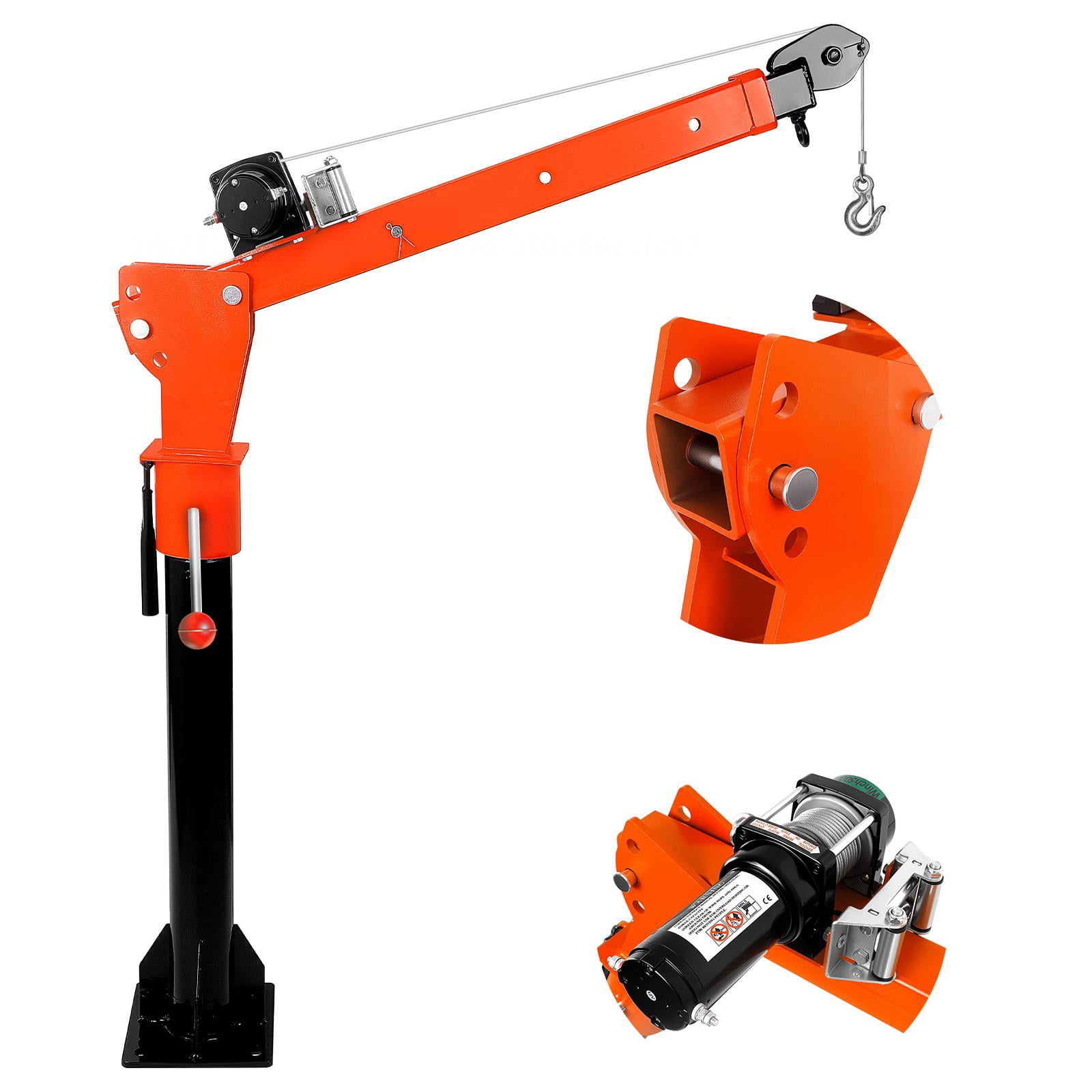 12V 2000LBS Electric Pickup Truck Crane Hoist, 360° Swivel Extendable Arm Heavy Duty Lifting Crane with 1100LBS Load Capacity for Engine, ATV, Boat and Cargo Lifting