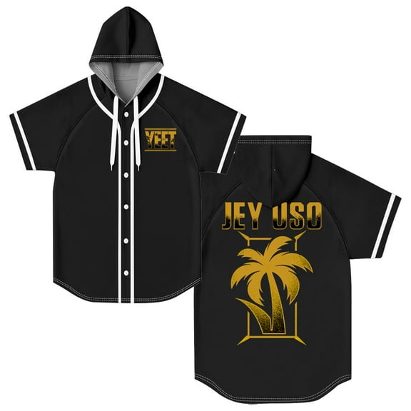 Jey Uso Golden Yeet Merch Hooded Baseball Jersey Short Sleeve Button-up Shirts Women Men Streetwear Tee