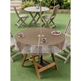 thumbnail image 2 of Round Outdoor Tablecloth With Umbrella Hole And Zipper– Brown White Greek Key Pattern Waterproof Patio Table Cover for Party, Picnic, Backyard, 60" Dia. , Geometric Modern, 2 of 8