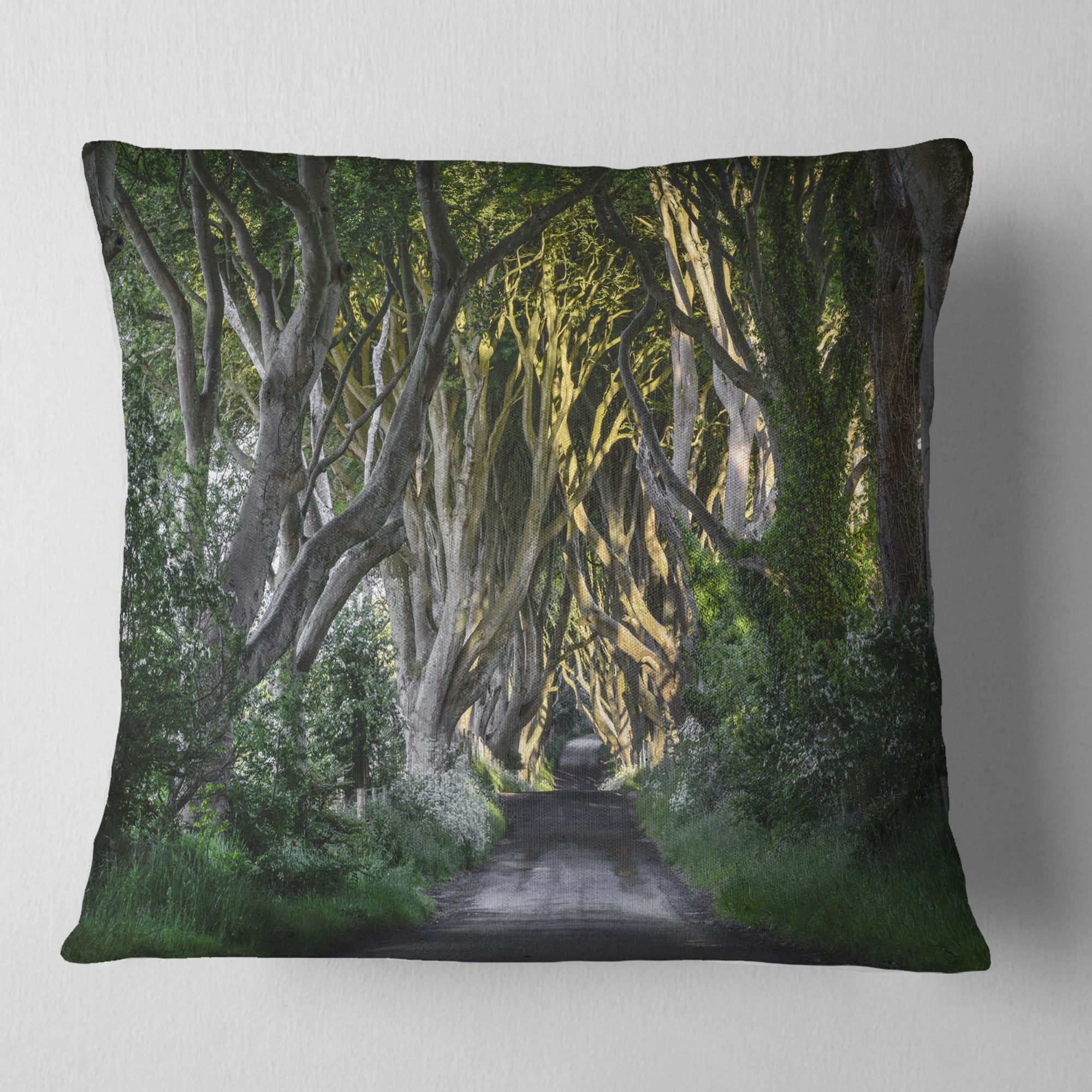 Designart The Dark Hedges Ireland Landscape - Photography Throw Pillow - 16x16