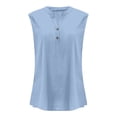 thumbnail image 4 of Womens Tops Summer V Neck Sleeveless Button Down Shirt Plus Size Loose Fit Casual Solid Color Tunic Blouses Spring Summer Outfits BU1 L, 4 of 4