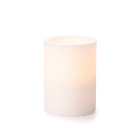 Battery Pillar Candle with Timer - White - 4 inches (Best Battery Window Candles)