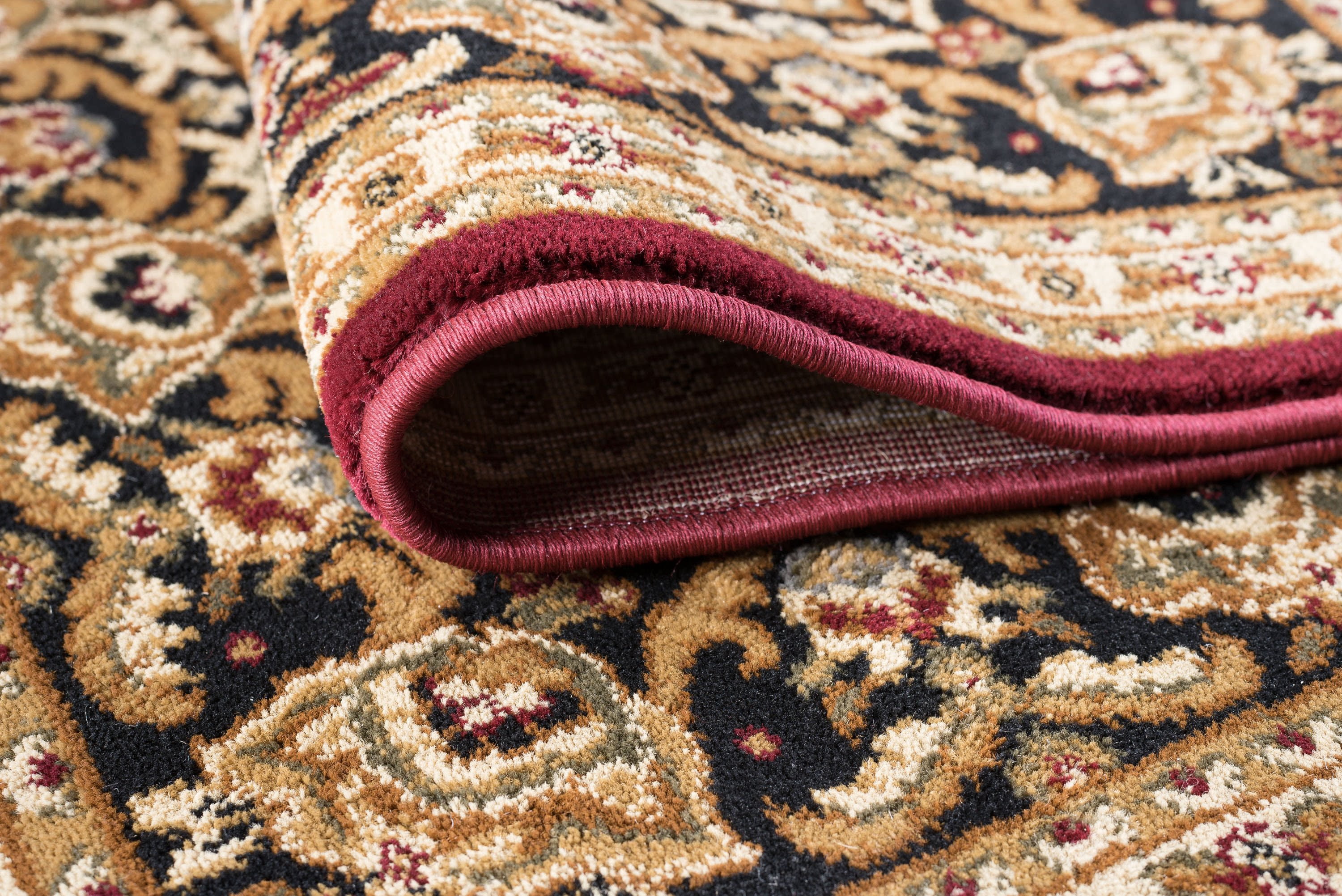 Sensation Transitional 5' Octagon Red and Beige Polypropylene Indoor Area Rug