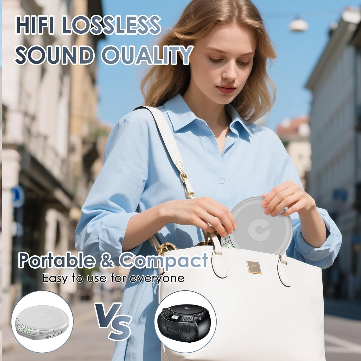 Gueray CD Player Portable CD Discman: with Earphones Portable CD Player for Car with Anti-Skip Shockproof Personal CD Player with LCD Display
