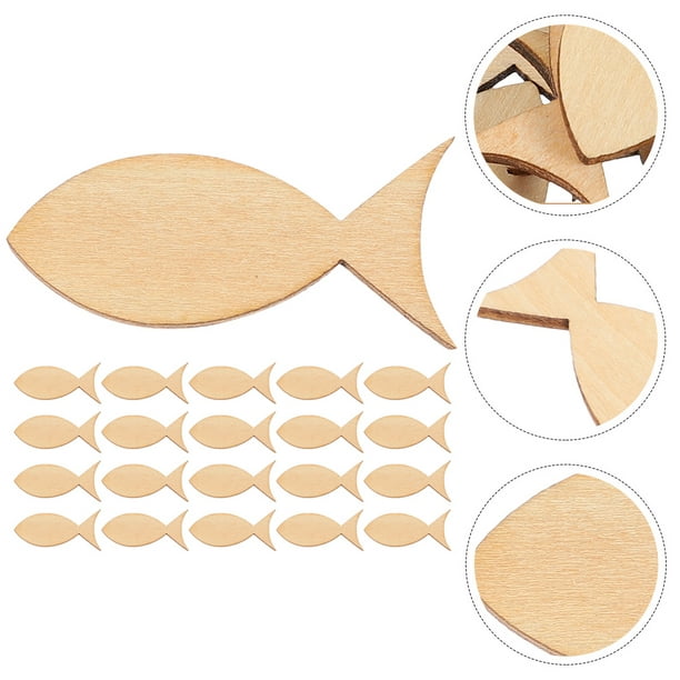 Pinxor 200pcs Wooden Fish Shape Cutouts Diy Craft Blank Fish Slices Unfinished Wood Slices Other
