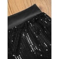 thumbnail image 5 of MSemis Kids Girls Shiny Sequins Shorts Elastic Waist Hip Hop Jazz Dance Bottoms Black 3-4, 5 of 6