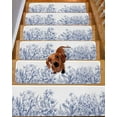 thumbnail image 2 of Wildflower Leaf Stair Treads for Wooden Steps Indoor Runner Rug Carpet, Blue Floral Botanical White Watercolor 10 Pieces Peel and Stick Staircase Step Treads Covers Washable Throw Door Mats, 30"x8", 2 of 5