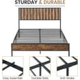 thumbnail image 6 of Garvee Queen Bed Frame with Tall Industrial Headboard, Rustic Brown Metal Platform Bed with Under-Bed Storage, Noise-Free, Strong Steel Slat Support, No Box Spring Needed, Easy Assembly, 6 of 8