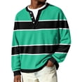 thumbnail image 2 of Nokdvo Waffle Shirts for Men Long Sleeve Lightweight Striped 1/4 Button Up Henley Casual Shirt Fall Winter Quilted Knit Solid Color Loose Sweatshirt,Green 2XL, 2 of 6