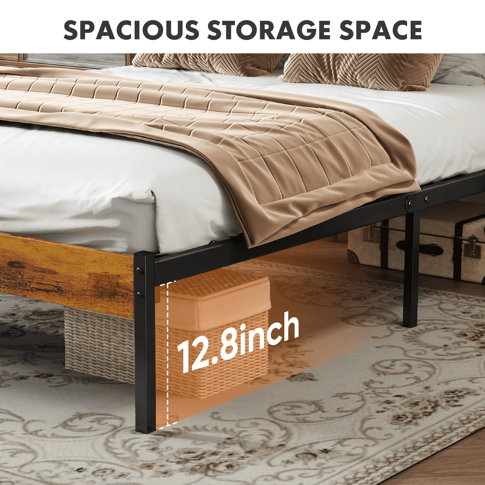 MAYEERTY Queen Metal Bed Frame - Headboard & Footboard, 800LBS Slats, No Box Spring​