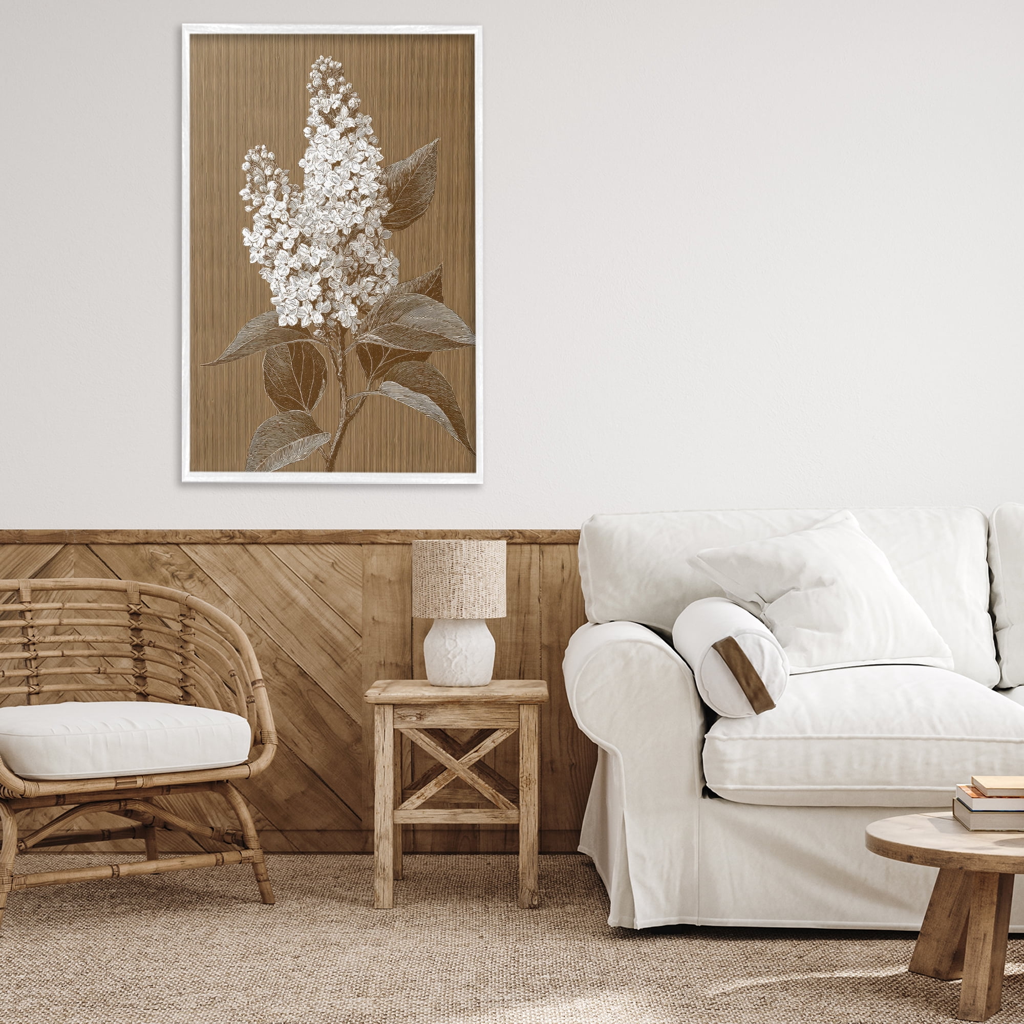 Stupell Industries Vintage Striped Lilac Study White Framed Giclee Art, design by Petal Prints Design