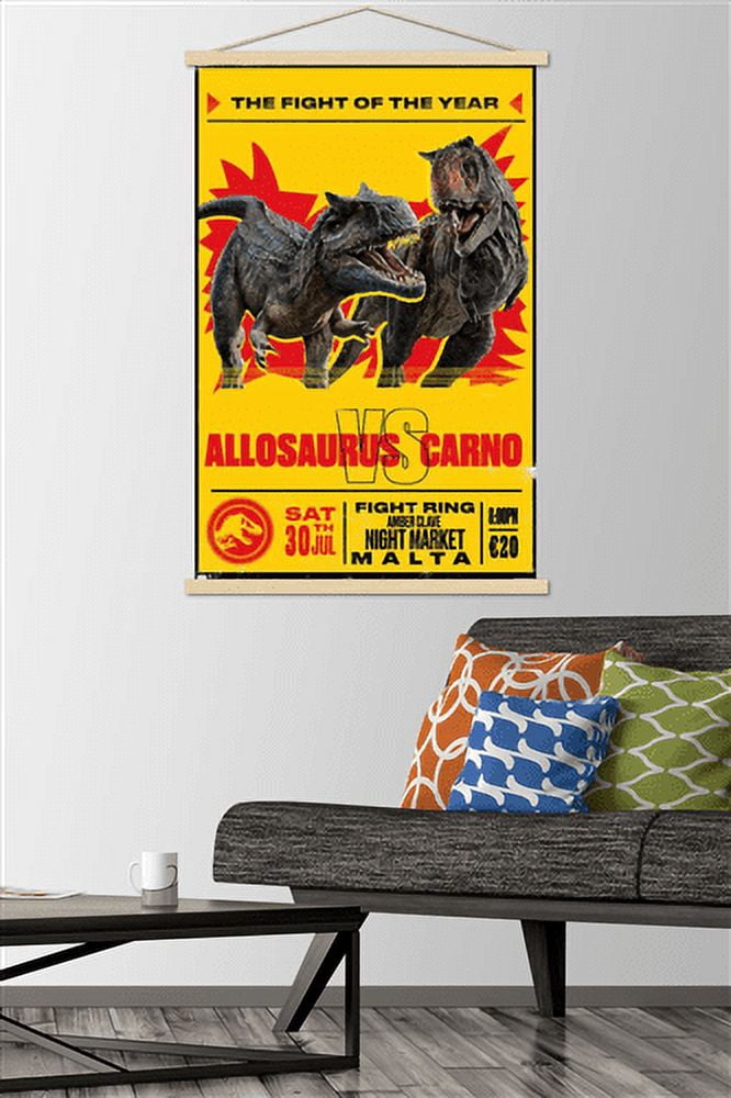 Jurassic World: Dominion - Allosaurus Vs Carno Wall Poster with Magnetic Frame, 22.375" x 34"