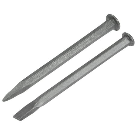 

Uxcell 9.8 Flat+Pointed Carving Head Sand Blasting Medium Carbon Steel Masonry Chisel for Rock 1Set