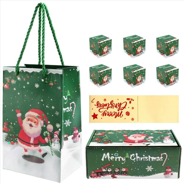 Juego de Alcancías Navideñas, Caja de Regalo con Forma de Explosión para Dinero, Alcancía Navideña para Tirar de Regalos en Efectivo (Verde, 6 Piezas)